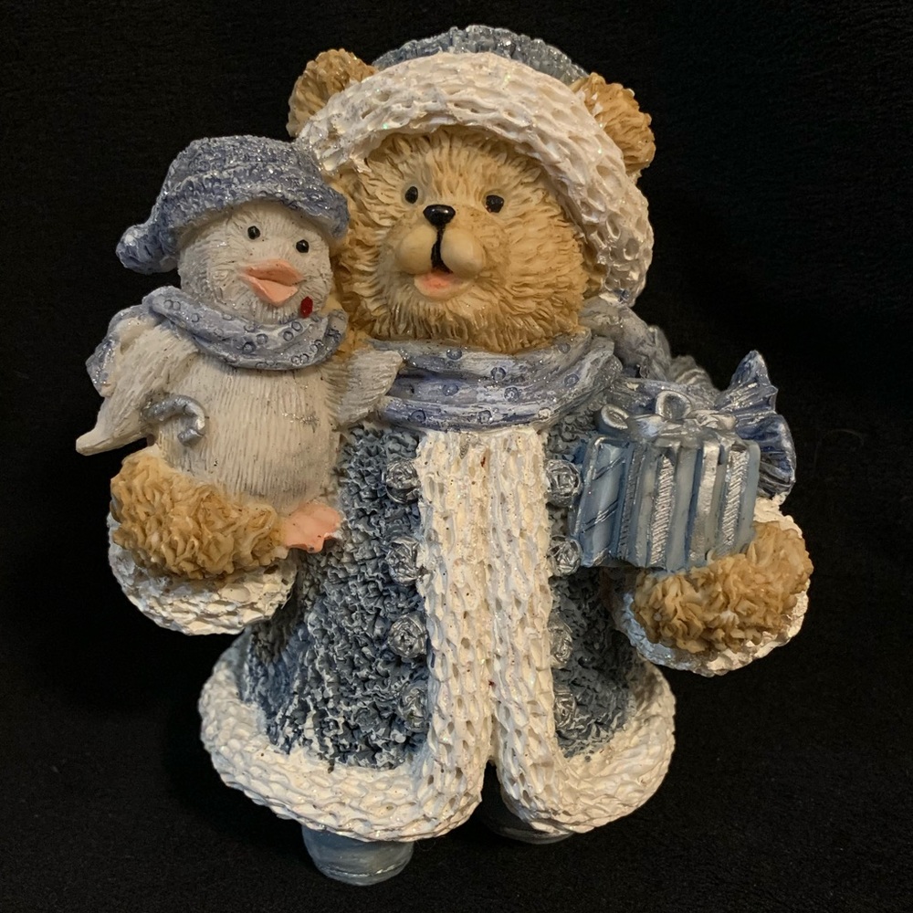 Bear Christmas Figurine Decoration Blue and White